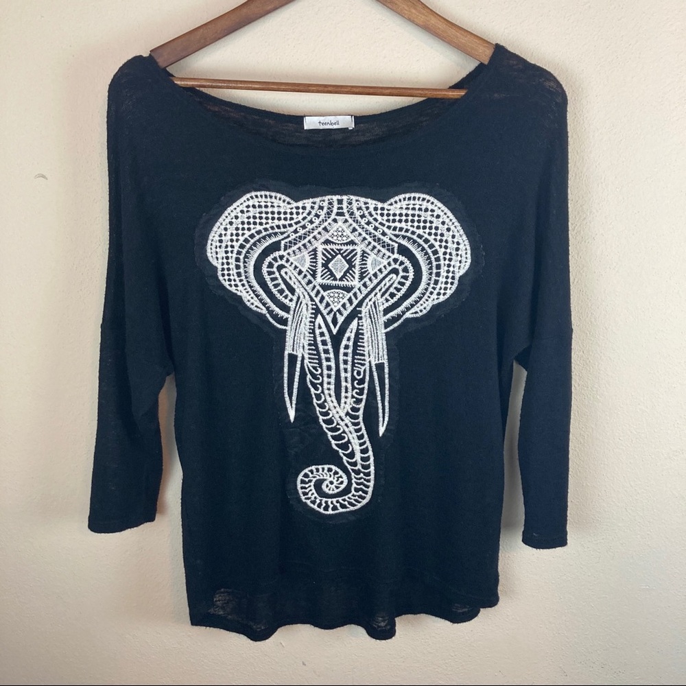 TeenBell Women’s Half Sleeve Elephant Top